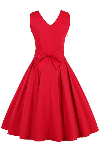 Vintage Red Pleated Cocktail Dress