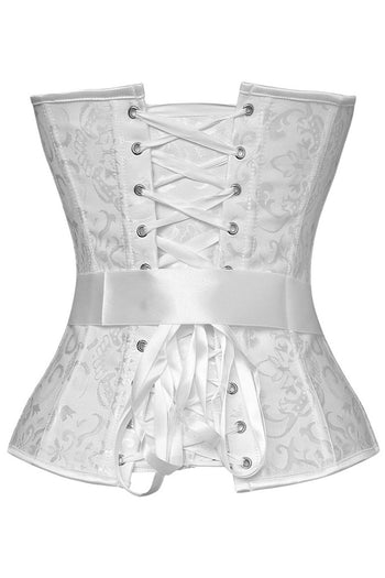 White Bowknot Embroidered Corset