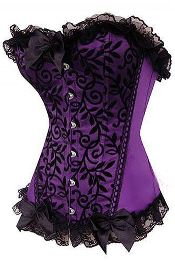 Purple and Black Vines Velvet Corset