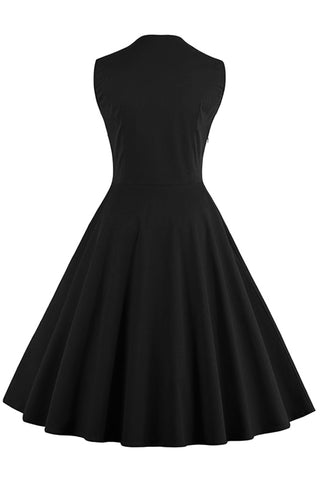 Black Buttoned Floral Cocktail Dress