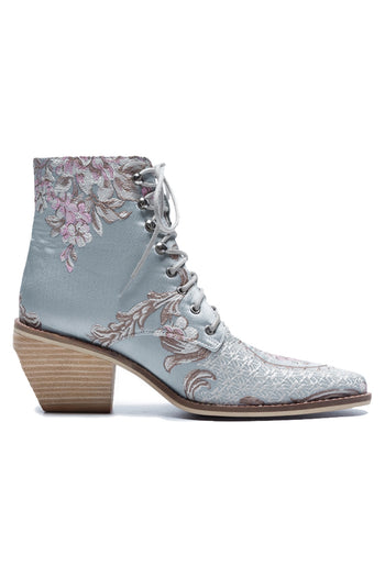 Luxury Floral Silks Ankle Boots