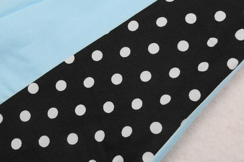 Atomic Baby Blue and Black Polka Dot Pleated Swing Dress