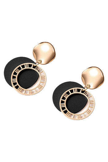 Golden Round Dial Earrings