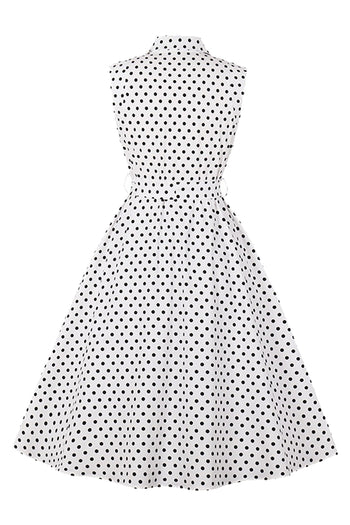  Vintage White Polka Dot Rockabilly Dress