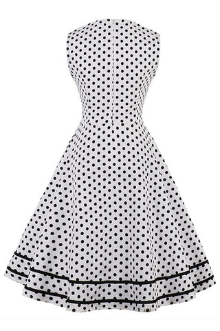 Black and White Sleeveless Dotted Dress 