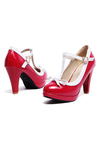 Atomic Red Mary Jane Bow Heels