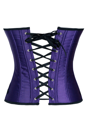 Purple Embroidered Rose Overbust Corset