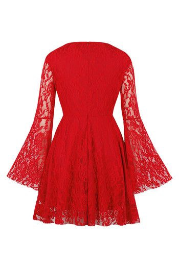 Red Gothic Flared Dress