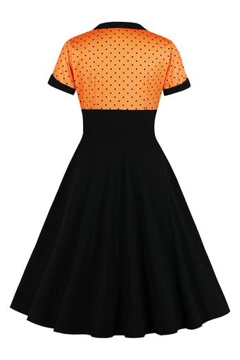 Atomic 1960s Vintage Polka Dot Swing Dress