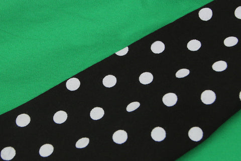 Atomic Green and Black Polka Dot Pleated Swing Dress