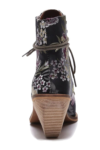 Atomic Victorian Inspired Floral Silks Ankle Boots