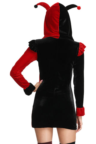 Black and Red Villainous Jester Costume