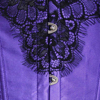 Atomic Purple Swirl Black Lace Overlay Corset