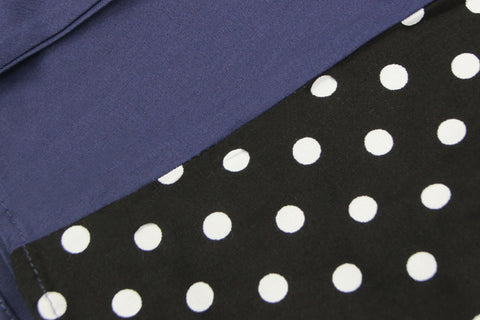 Atomic Dark Blue and Black Polka Dot Pleated Swing Dress
