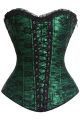 Lucky Green and Black Overbust Corset
