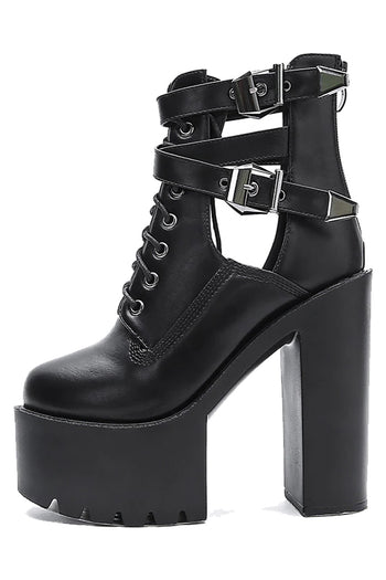 Hollow Out Buckle Boots