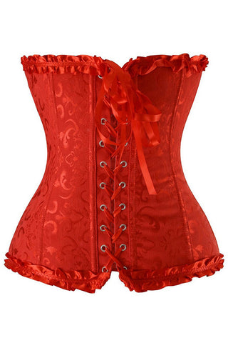 Atomic Red Vintage Embroidered Corset