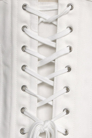 White Cotton Long Underbust Corset