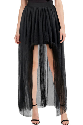 Black Gauze Asymmetrical Skirt