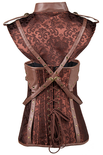 Brown Jacquard Underbust with Shrug