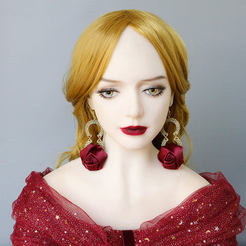 Victorian Red Rose Earrings