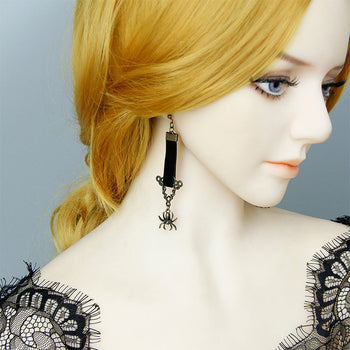 Gothic Black Spider Earrings