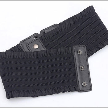 Atomic Black Leather Frill Lace-up Girdle Belt