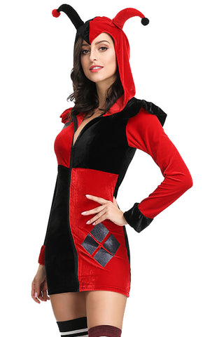 Black and Red Villainous Jester Costume