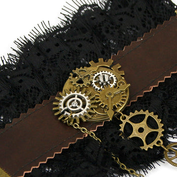 Atomic Victorian Gears Wristband with Ring