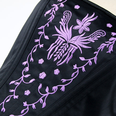 Black Embroidery Overbust Corset