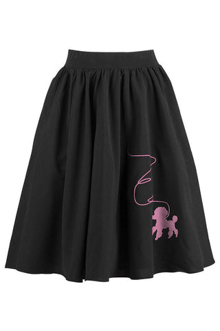 Black Rockabilly Skirt with Pink Poodle