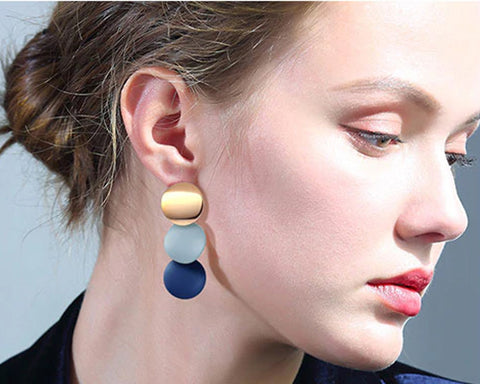 Tricolor Round Earrings