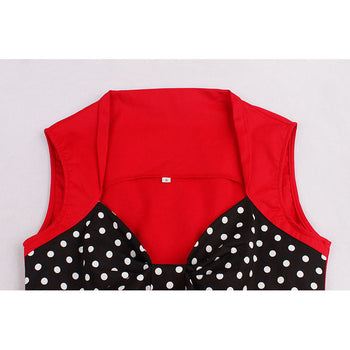 Red and Black Dotted Pleats Dress