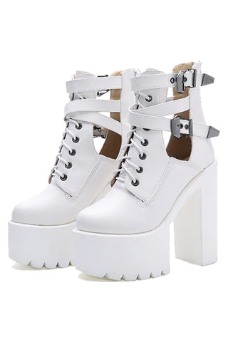 Hollow Out Buckle Boots
