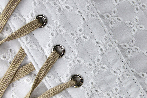 White Charming Crochet Steel Boned Corset