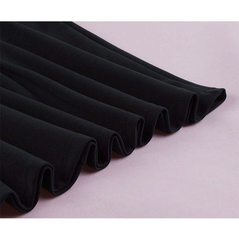 Black Stand Collar Midi Dress