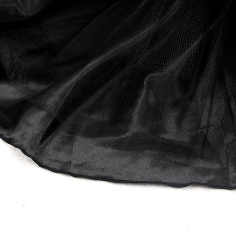 Black Elastic High-Low Organza Skirt