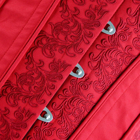 Red Steel Bone Embroidery Underbust Corset