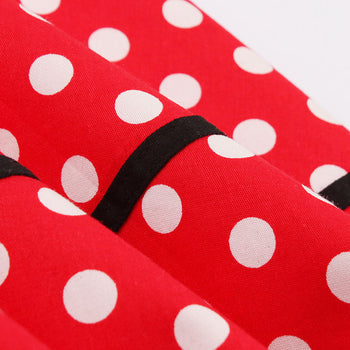 Red and White Sleeveless Dotted Dress