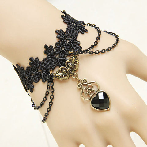 Gothic Crystal Heart Vintage Bracelet