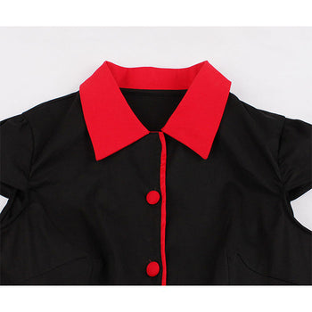 Atomic Black and Red Chinoiserie Midi Dress