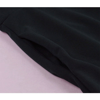 Black Stand Collar Midi Dress