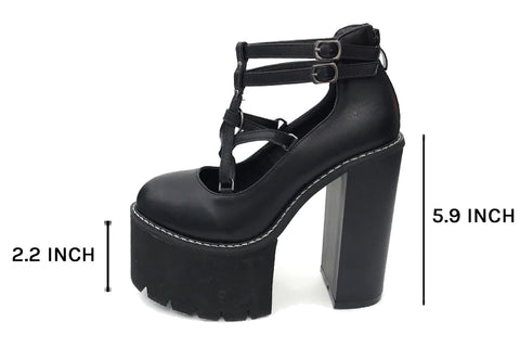 Gothic Star Strapped Platform Shoes