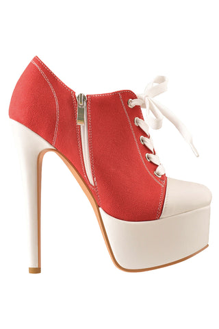 Lace Up Canvas High Heels