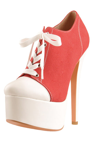 Lace Up Canvas High Heels