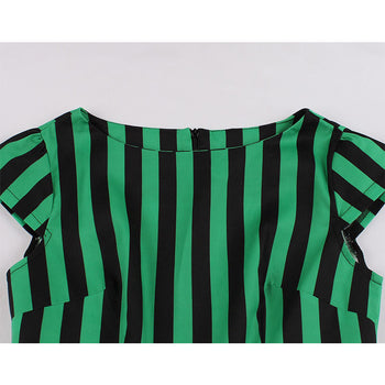 Atomic Black And Green Striped Belted Dress