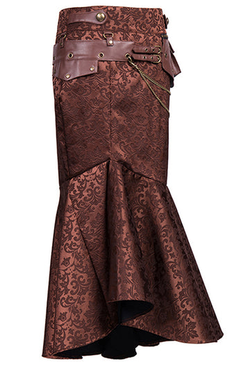 Brown Jacquard Underbust and Fishtail Skirt