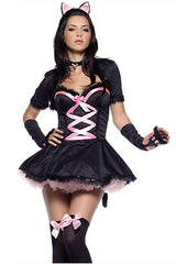 Black and Pink Bowed Cat Costume