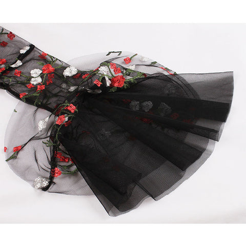 Black Floral See-Through Vampire Dress