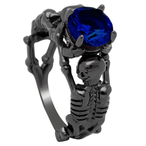 Black Twin Skeleton Ring